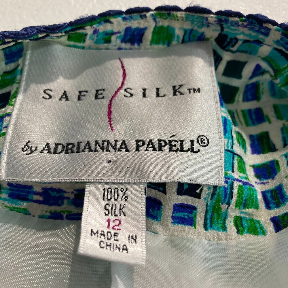 Adrianna Papell Safe Silk Button Blazer Blue Shoulder Pads Full lined Silk 12 - Picture 7 of 12